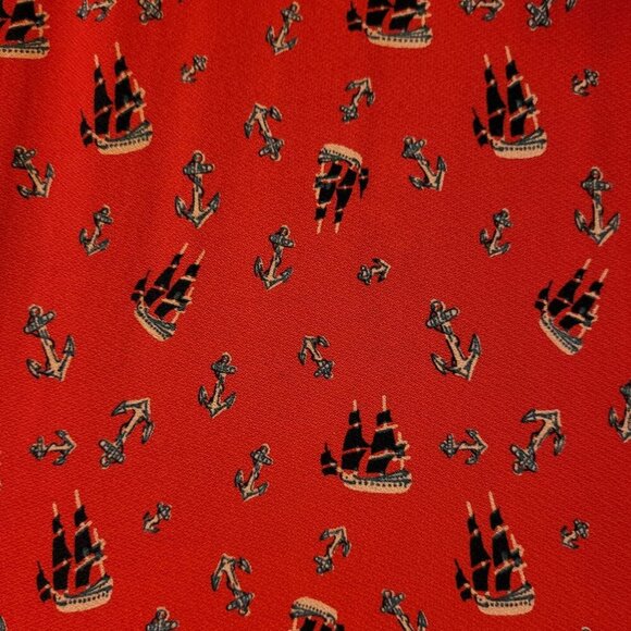 Anthropologie Leifnotes sleeveless red Skipper Ships and Anchors dress size XS - Picture 5 of 11